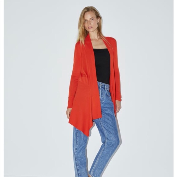 Zara Sweaters - Zara wrap cardigan orange sz small long sleeve Zara Sweaters - Zara wrap cardigan orange sz small long sleeve